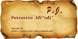 Petrovits Júnó névjegykártya